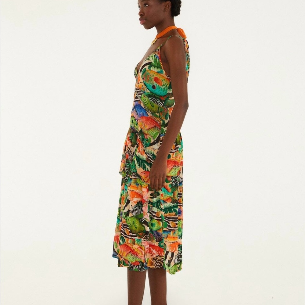Farm Rio Multicolor Fish Sea Sleeveless Midi Dress NWT - Picture 4 of 4